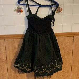 Green/black halter dress